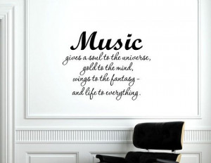 Vinyl Wall words quotes and sayings Music gives a soul door vinylsay ...