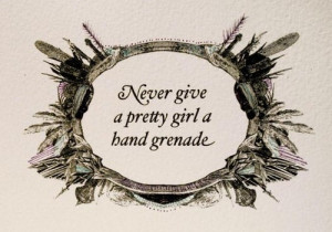 girl, grenade, hand, pretty, quote, text, typography