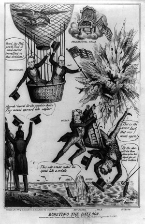 Political cartoon predicting Polk's defeat by Clay