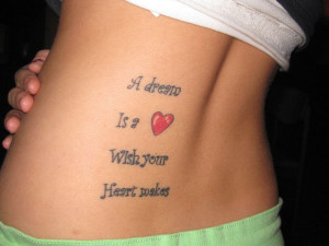 Dream Quote Tattoo On Waist For Girls
