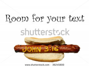 Hot Dog with words and sayings written in yellow mustard. with room ...