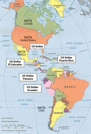 Map of Western Hemisphere Countries Labeled