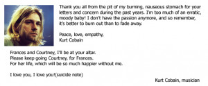 Great Suicide Note - Kurt Cobain's Last Words - Famous Suicide Quote