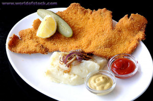 Schnitzel Breaded Fried Meat Cutlet Poultry Breast With Lemon And
