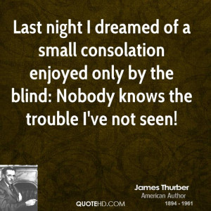 Last night I dreamed of a small consolation enjoyed only by the blind ...