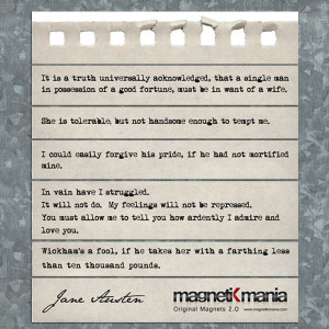 Pride and Prejudice Quotes, magnetiKmania - Original Fridge Magnets 2 ...