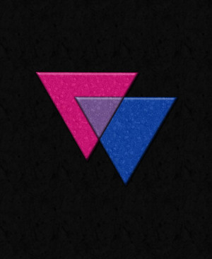 Bisexual pride double triangles in Pride flag colors. Two over lapping ...
