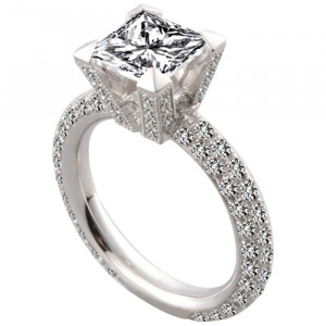 Princess Diamond Pave Engagement Ring Style 4061 Get a Quote