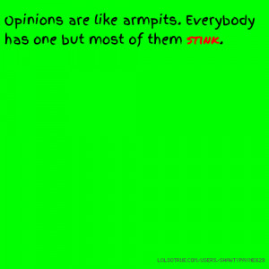 Opinions are like armpits. Everybody has one but most of them stink.