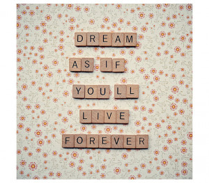 Wall quote art - scrabble letter tiles - motivational saying - floral ...