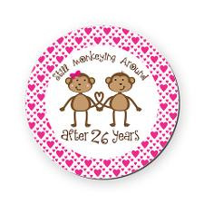 26th Anniversary Love Monkeys Round Coaster for