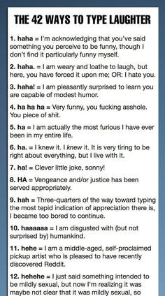 The 42 ways to type laughter… More