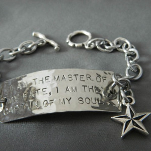 Am the Master of My Fate Handstamped with Your Choice of Charm