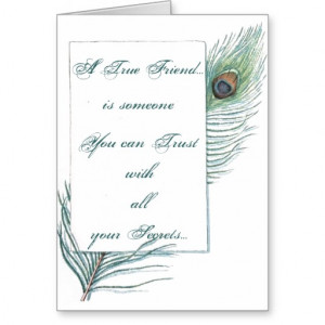 Friendship Quote Inspirational Peacock Feather Greeting Card