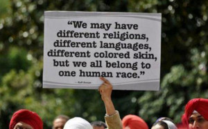 ... languages different colored skin but we all belong to one human race