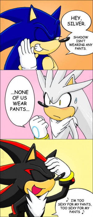 Sonic, Shadow, and Silver shadow's too sexy for his pants
