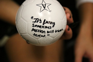 Every player taps this sign in the team room on the way to the field