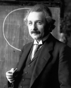 Albert Einstein during a lecture in Vienna in 1921 ( Source )