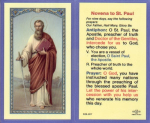 St Paul Novena Holy Card