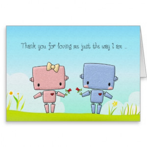 Valentine's Day Cute Robot Couple Cards