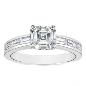 Cut Diamond Engagement Rings With Baguettes Asscher cut diamond ...