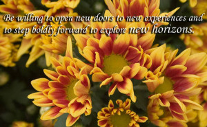 ... to new experiences and to step boldly forward to explore new horizons