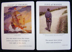 The 8 of Wands (below) typically means for me communication, speed ...