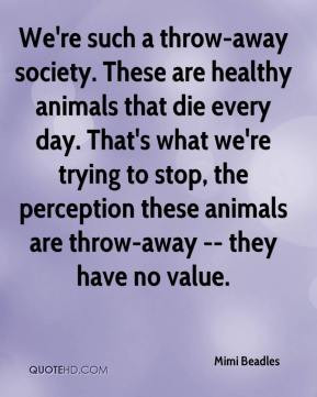 We're such a throw-away society. These are healthy animals that die ...