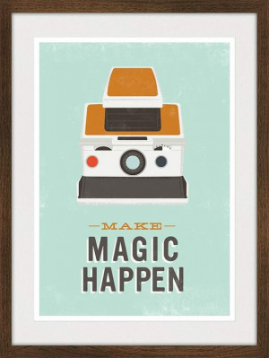 ... camera poster, quote print, retro wall decor, Make Magic Happen - A3