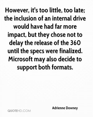 However, it's too little, too late; the inclusion of an internal drive ...