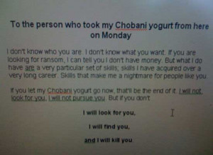 funny notes to thieves yogurt