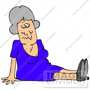 ... Elderly Caucasian Woman Sitting On The Floor After Falling. by DJArt