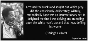 ... White man's law and that I was defiling his women - Eldridge Cleaver