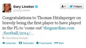 Tweet von Gary Lineker zum Coming-Out von Thomas Hitzlsperger