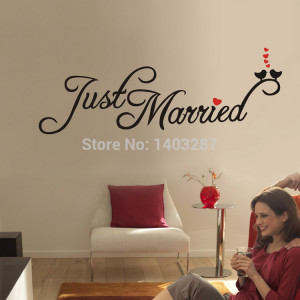 Just Married Quality Vinyl Black Wall Sticker Sentences Love Quotes ...