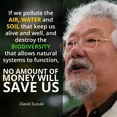 If we pollute the air, water and soil that keeps us alive and well ...