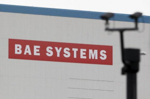 BAE Systems sign is seen at the entrance to the naval dockyards in ...