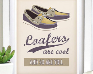 retro positive quote print purple yellow loafers fashion poster