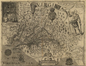 Virginia 1624 Map Native American Tribes and their locations.