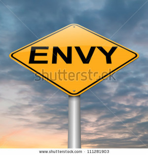 Illustration depicting a roadsign with an envy concept. Sky background ...