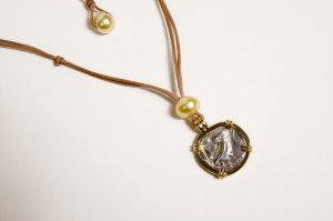 Bora Style Leather Necklace With Gold South Sea Pearls