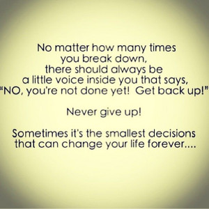 Never give up in moments of weakness! Never give in! U just must KEEP ...