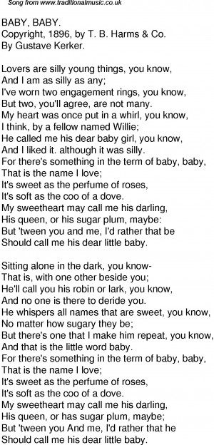 American Old Time Song Lyrics: 52 Baby Baby