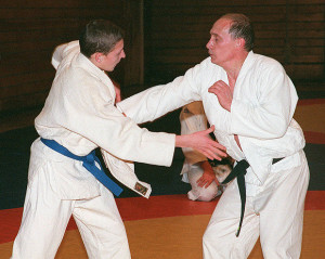 Vladimir Putin, right, demonstrates his judo skill during a local ...