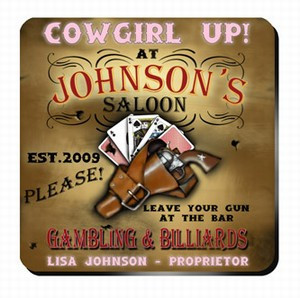 cowgirl saloon personalized coaster set cowgirl saloon personalized ...