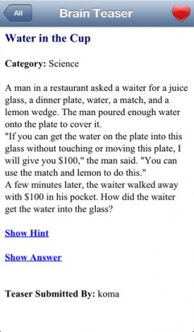 Brain Teasers - Riddles and Puzzles Screenshot