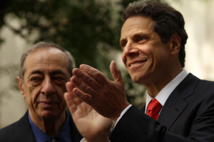 Andrew cuomo, center, holds a Andrew Cuomo and Chris Cuomo blow to ...