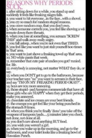 Reasons why periods suck!!