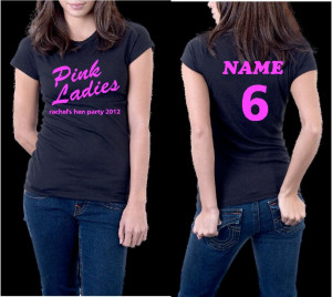 GREASE PINK LADIES PERSONALISED HEN HOLIDAY EVENT T-SHIRT