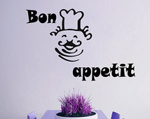 ... Cafe Kitchen Restaurant Bedroom Quotes Bon Appetit Chef Decal MS105